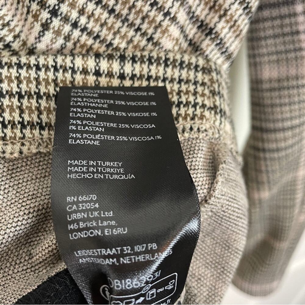 Anthropologie Maeve Collegiate Plaid Ponte Knit Blazer Tan Black Houndstooth SzM - Picture 9 of 9